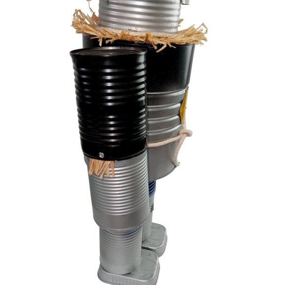 Folk Art Tin Man Scarecrow Sculpture Wizard Of Oz Recycled Robot Vintage 26 Inch - Picture 15 of 16